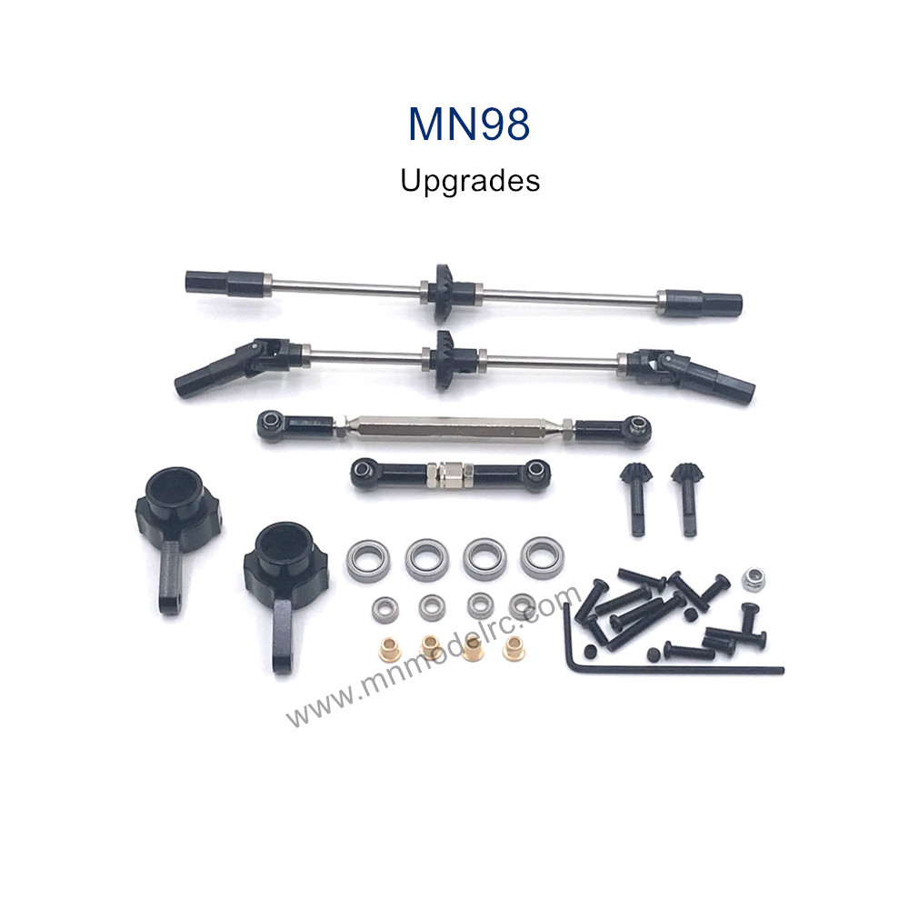 MN MODEL MN98 Upgrade Parts Front and Rear Axle Assembly and Connect Rods black