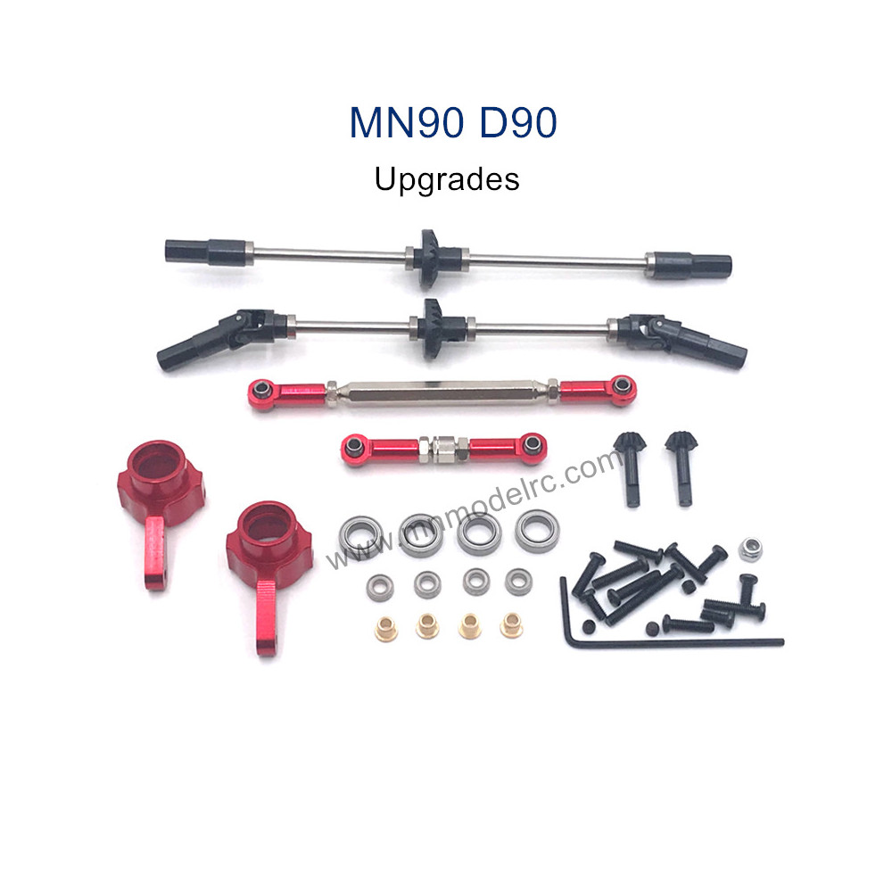 MN MODEL MN-90 Upgrade Parts Front and Rear Axle Assembly and Connect Rods red