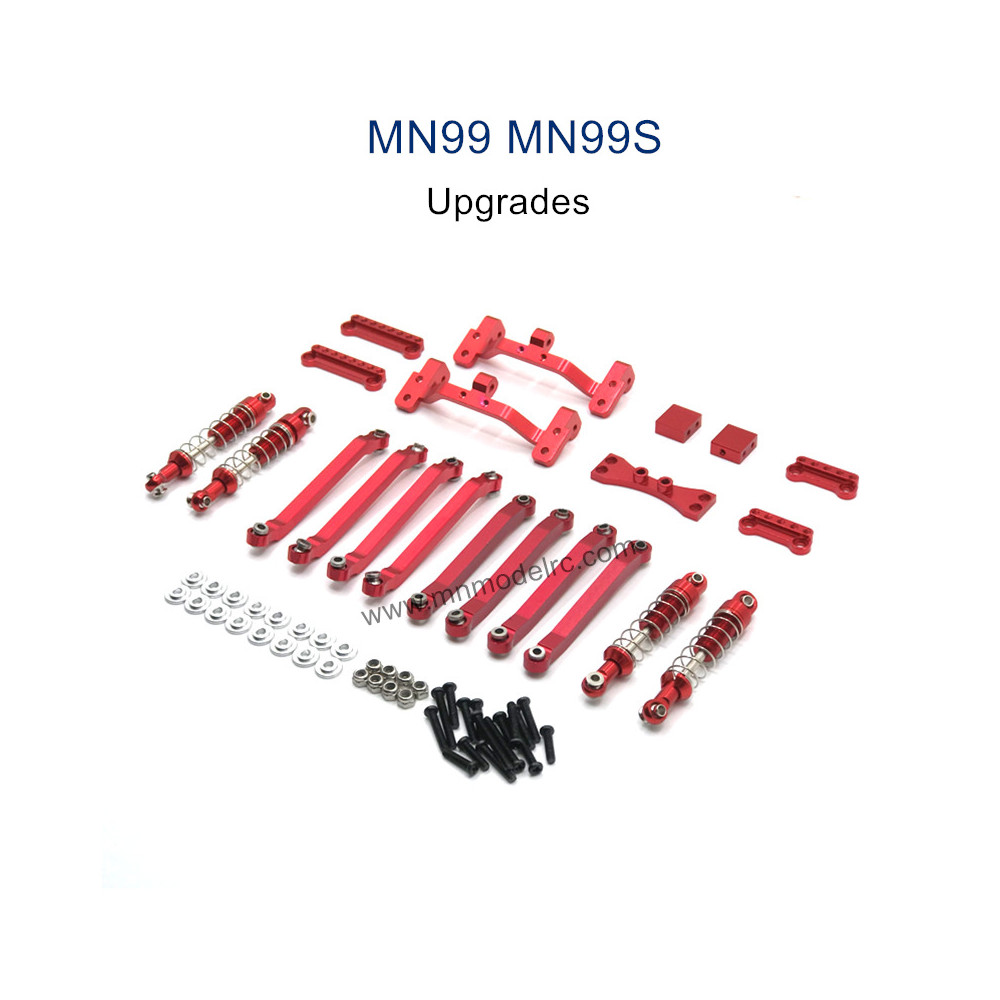 MODEL MN99S Upgrade parts Connect Rod and Shocks red