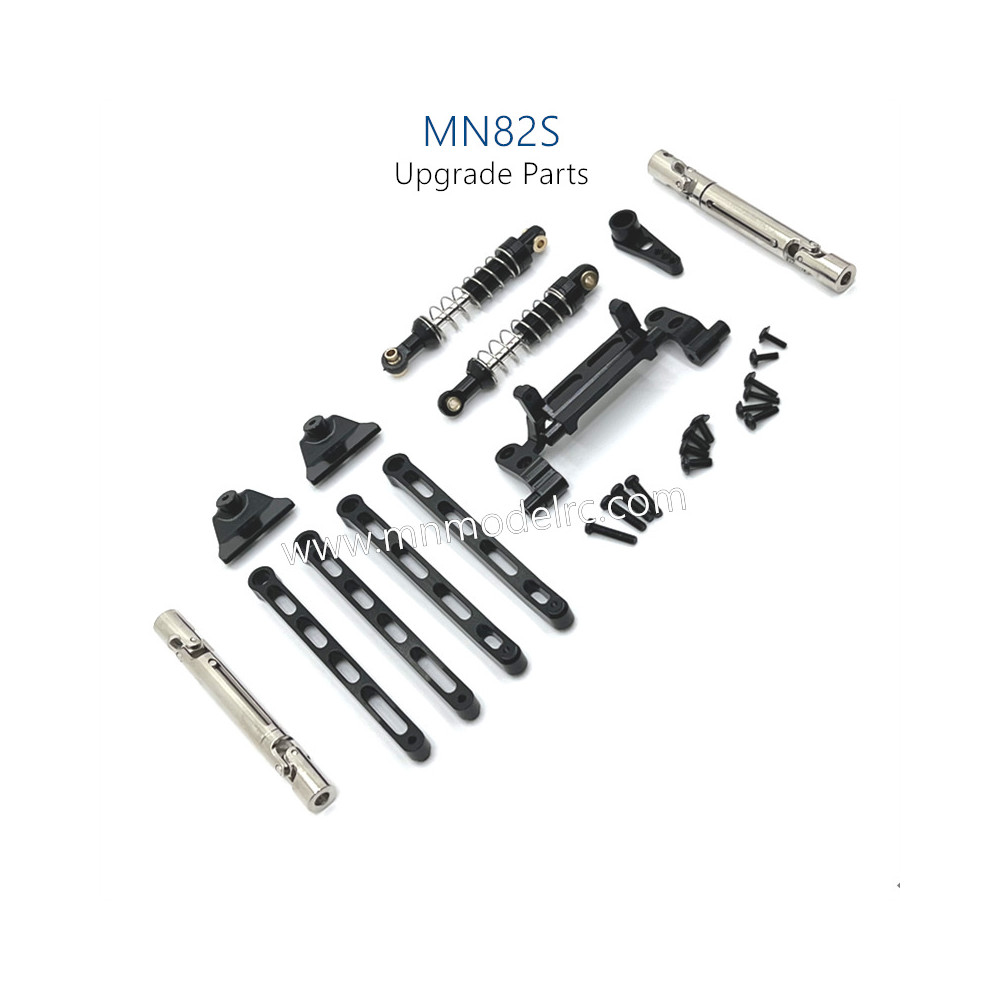 3-MN_MODEL_MN82S_RC_CAR_Upgrade_Parts_Metal_connect_Rods_and_Shocks_kit_Black