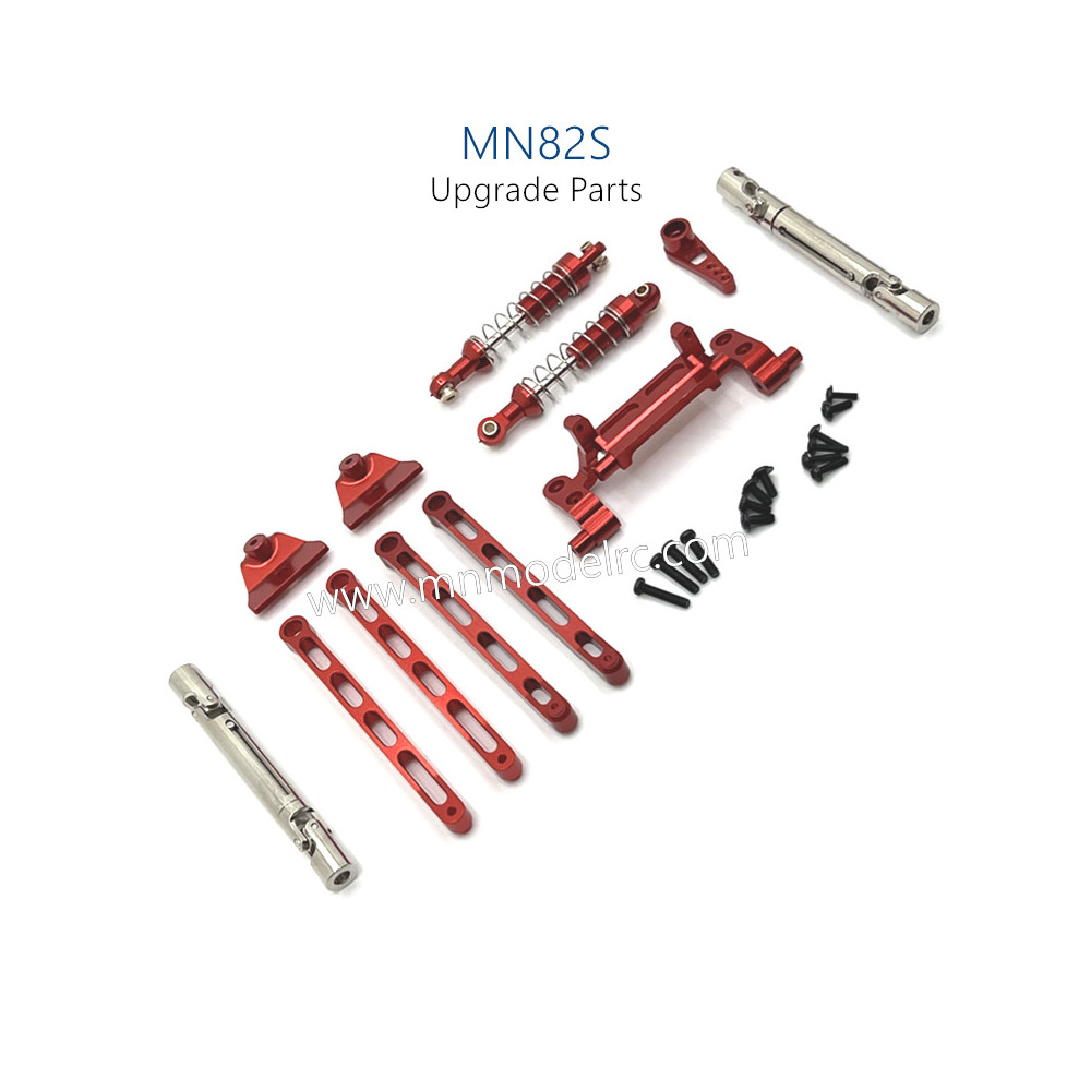 3-MN_MODEL_MN82S_RC_CAR_Upgrade_Parts_Metal_connect_Rods_and_Shocks_kit_red