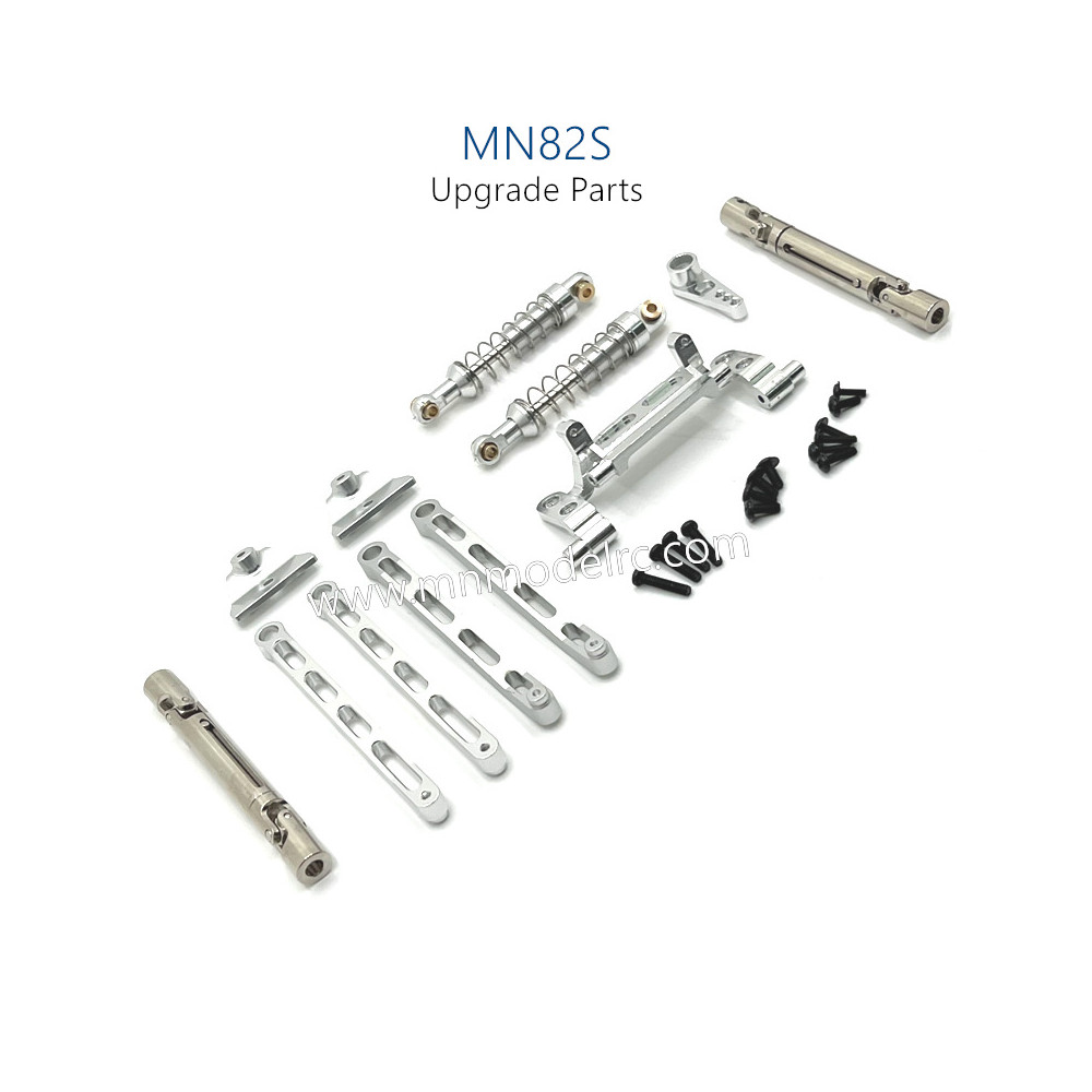 3-MN_MODEL_MN82S_RC_CAR_Upgrade_Parts_Metal_connect_Rods_and_Shocks_kit_Silver