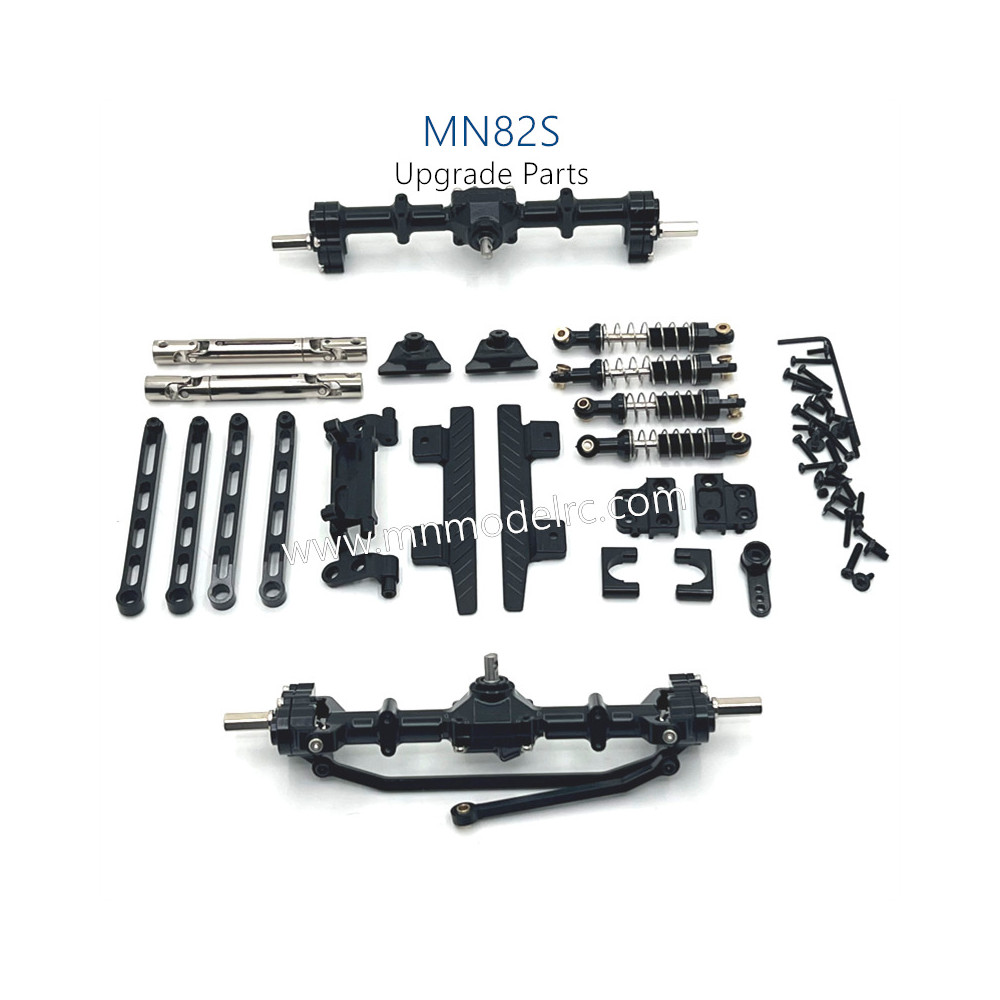 41-MN_MODEL_MN82S_Upgrade_Parts_Front_and_Rear_Axle_kit_Shocks_and_Side_plate_Black