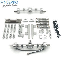 41-MN_MODEL_MN82PRO_Upgrade_Parts_Front_and_Rear_Axle_kit_Shocks_and_Side_plate_silver
