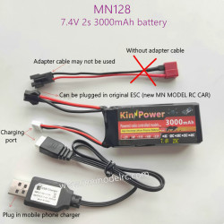 MN MODEL MN128 7.4V 2S 3000mAh battery + charging cable