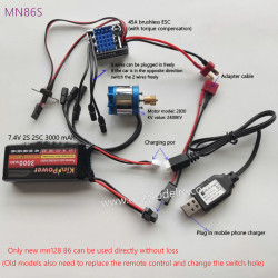 MN MODEL MN86S Upgrade Parts Outer Rotor Brushless Motor + 45A Battery Package