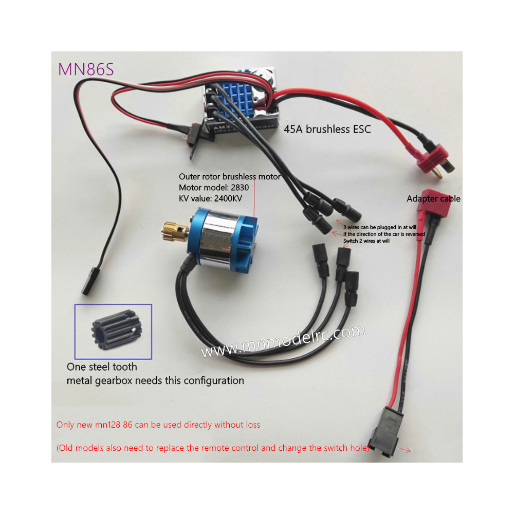MN MODEL MN86 Upgraded Parts Brushless Motor + Brushless ESC + Steel Gear (Suitable for Metal Gearbox Vehicles)