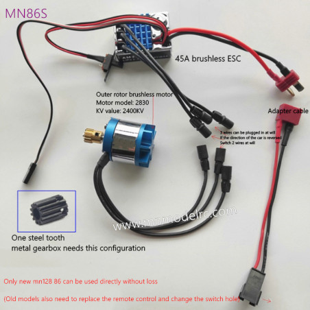 MN MODEL MN86 Upgraded Parts Brushless Motor + Brushless ESC + Steel Gear (Suitable for Metal Gearbox Vehicles)