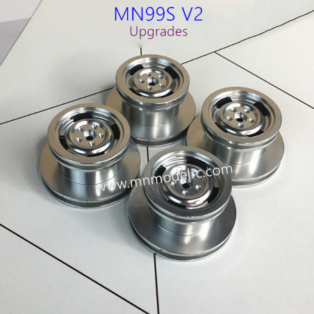 MN MODEL MN99S V2 Modified Upgrade Parts metal wheels x4 silver