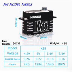 NANGU MN MODEL MN86S 18KG Chaoyuewang 25g All Metal Hollow Digital Servo SIZE