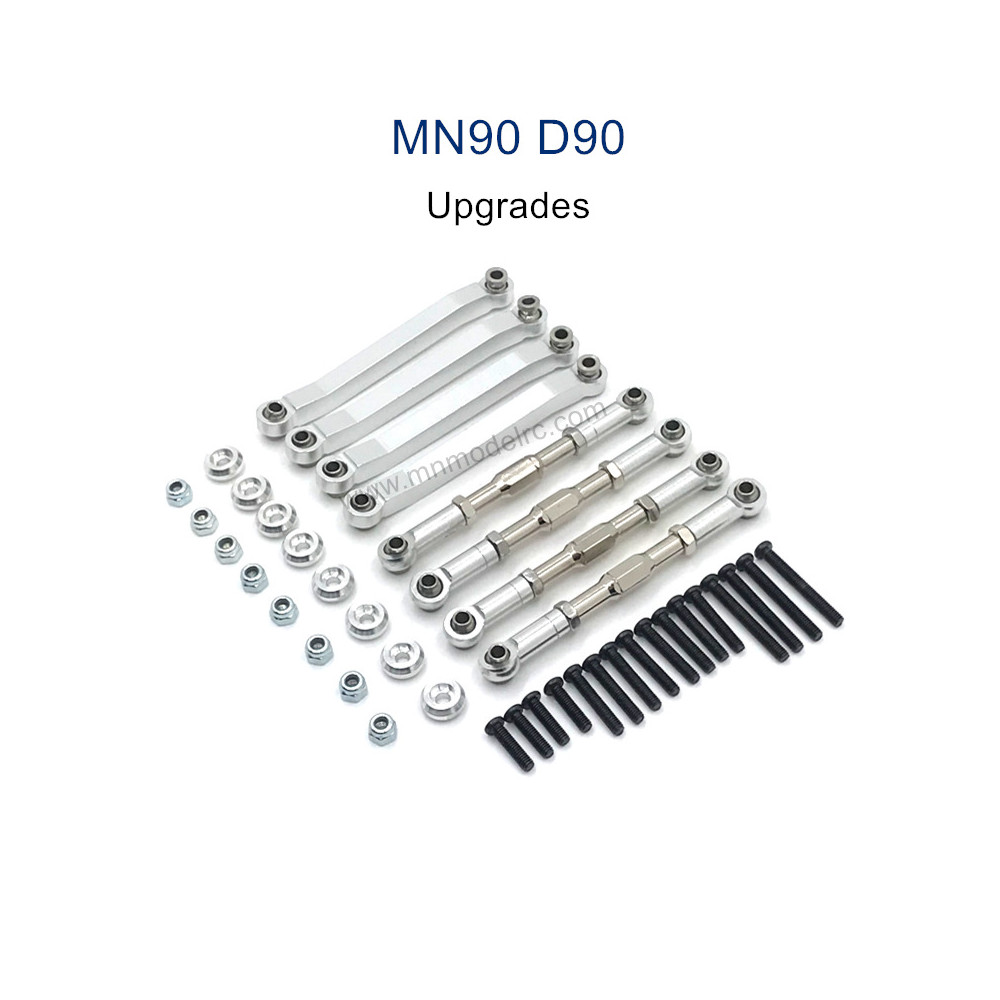 MN MODEL MN D90 Upgrade Parts Metal Connect Rods silver