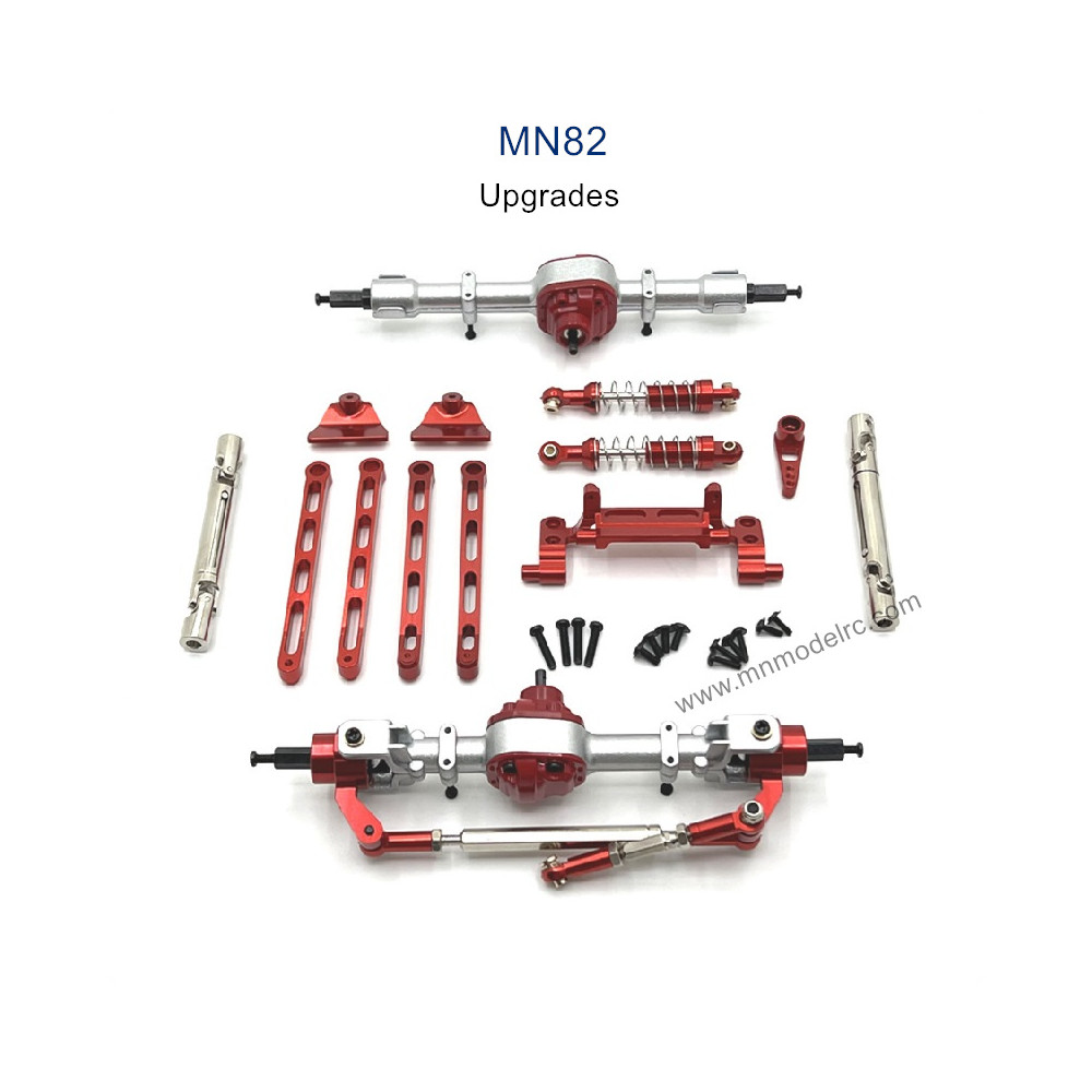 MN MODEL MN82 Upgrade parts Front and Rear Axles Kits Connect Rod Shocks red