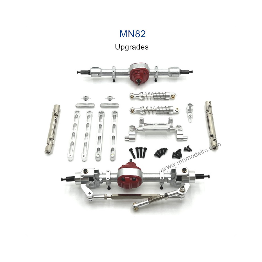 MN MODEL MN82 Upgrade parts Front and Rear Axles Kits Connect Rod Shocks silver