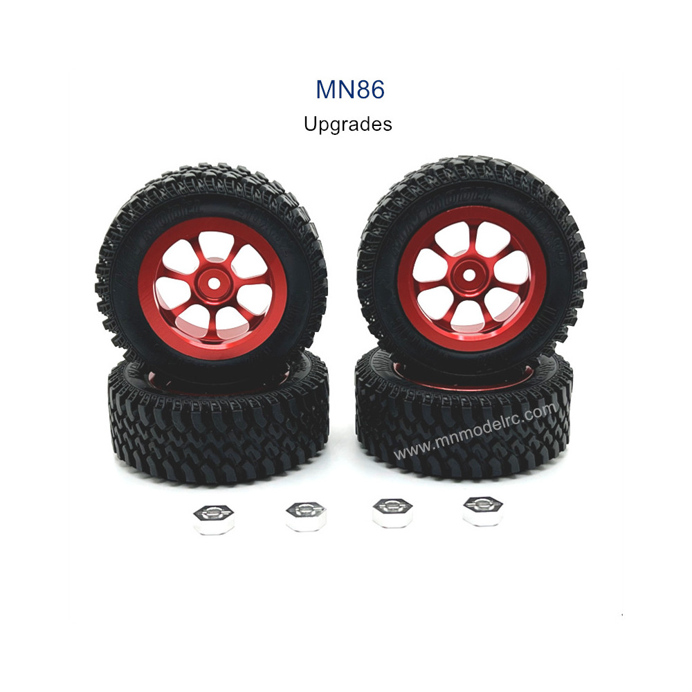 MN MODEL MN86 Upgrade parts Metal Hub and Tires red MN MODEL MN86 Upgrade parts Metal Hub and Tires red